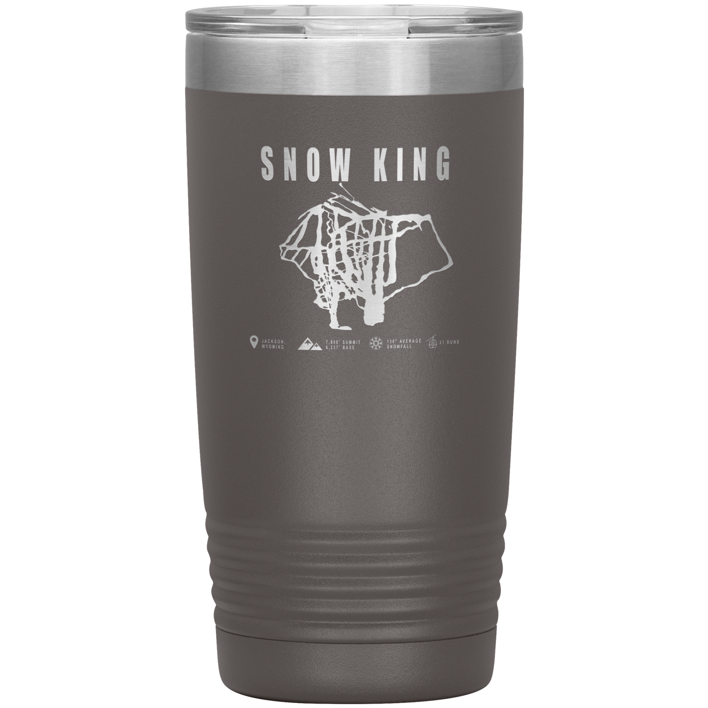 Snow King Wyoming Ski Trail Map 20oz Tumbler - Powderaddicts