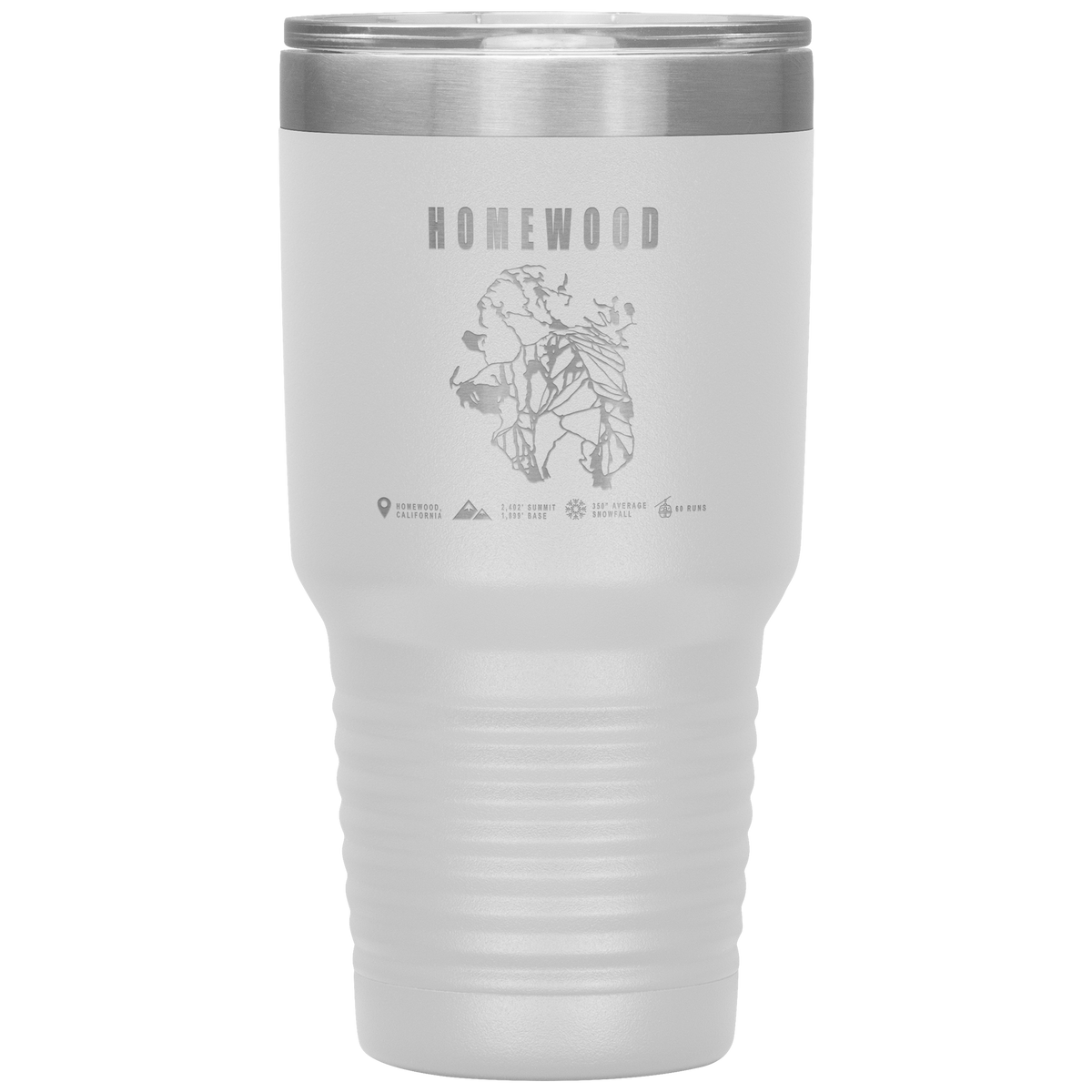 Homewood, California Ski Trail Map 30oz Tumbler - Powderaddicts