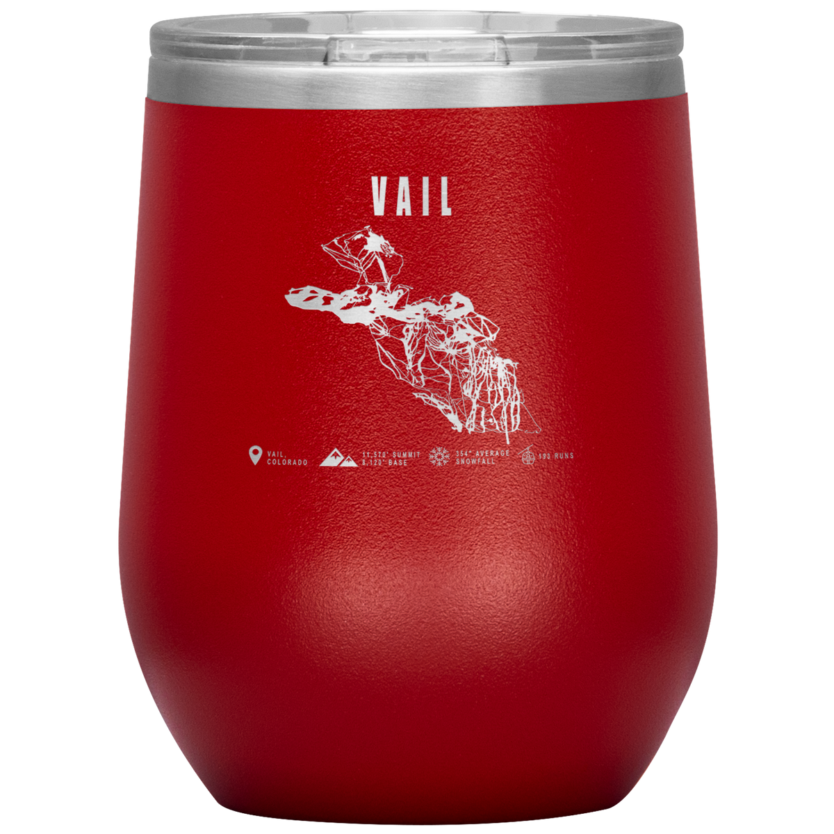 Vail Colorado Ski Trail Map Wine 12oz Tumbler - Powderaddicts