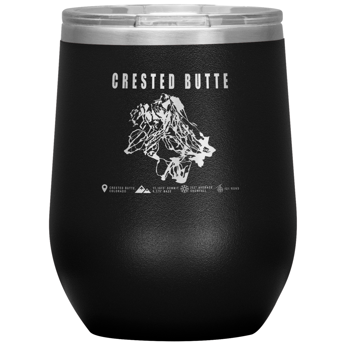 Crested Butte Colorado Ski Trail Map Wine 12oz Tumbler