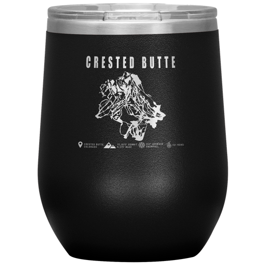 Crested Butte Colorado Ski Trail Map Wine 12oz Tumbler - Powderaddicts