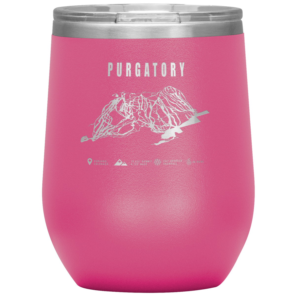 Purgatory Colorado Ski Trail Map Wine 12oz Tumbler - Powderaddicts