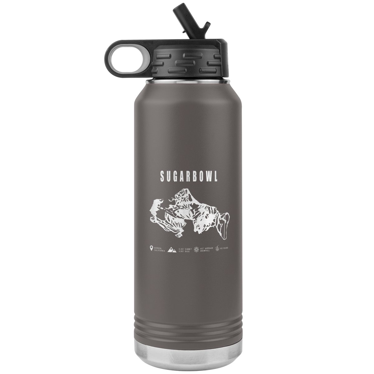Sugarbowl, California Ski Trail Map 32oz Water Bottle Tumbler - Powderaddicts