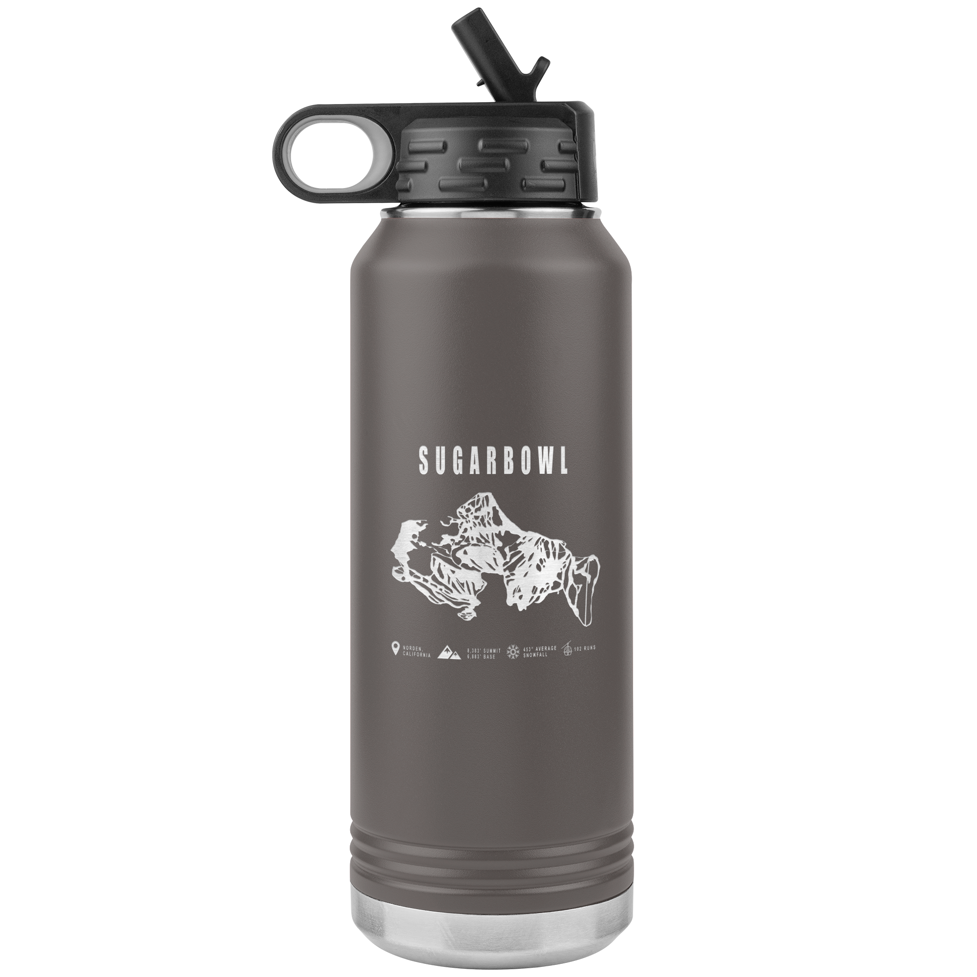 Sugarbowl, California Ski Trail Map 32oz Water Bottle Tumbler - Powderaddicts