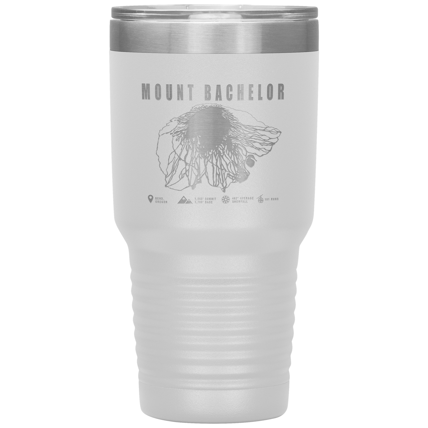 Mount Bachelor, Oregon Ski Trail Map 30oz Tumbler - Powderaddicts
