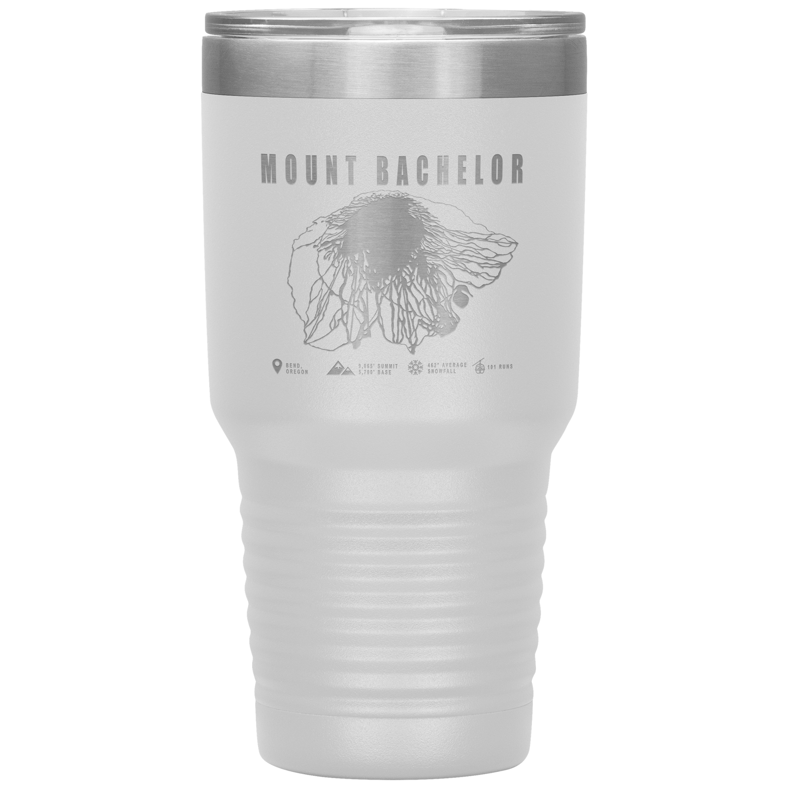 Mount Bachelor, Oregon Ski Trail Map 30oz Tumbler - Powderaddicts