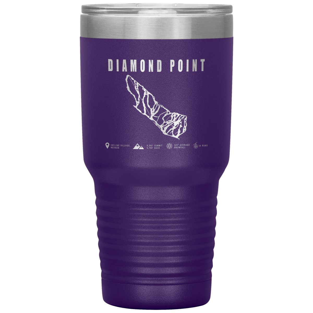 Diamond Point, Nevada Ski Trail Map 30oz Tumbler - Powderaddicts