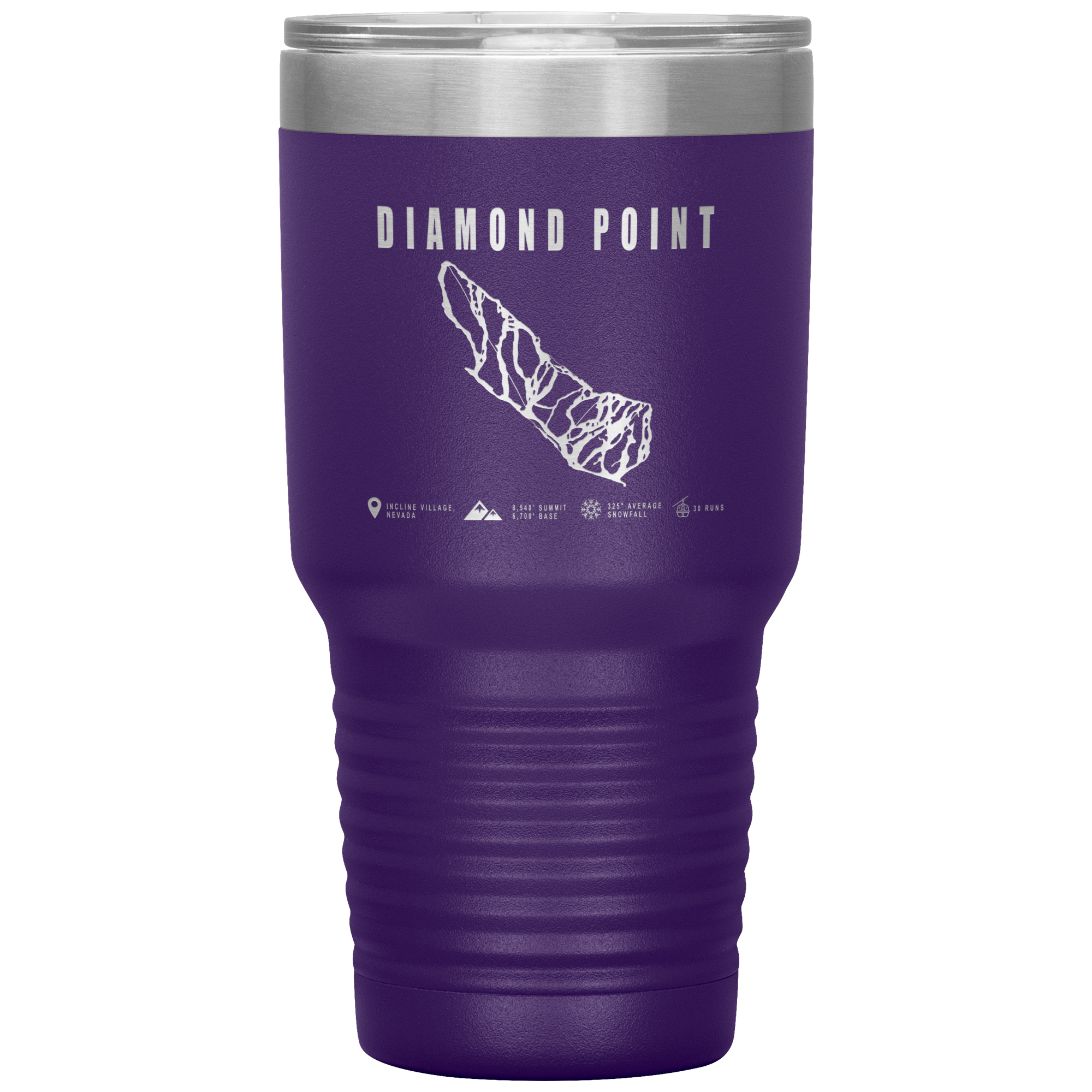 Diamond Point, Nevada Ski Trail Map 30oz Tumbler - Powderaddicts