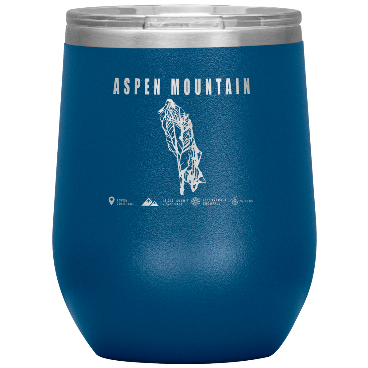 Aspen Mountain Colorado Ski Trail Map Wine 12oz Tumbler - Powderaddicts