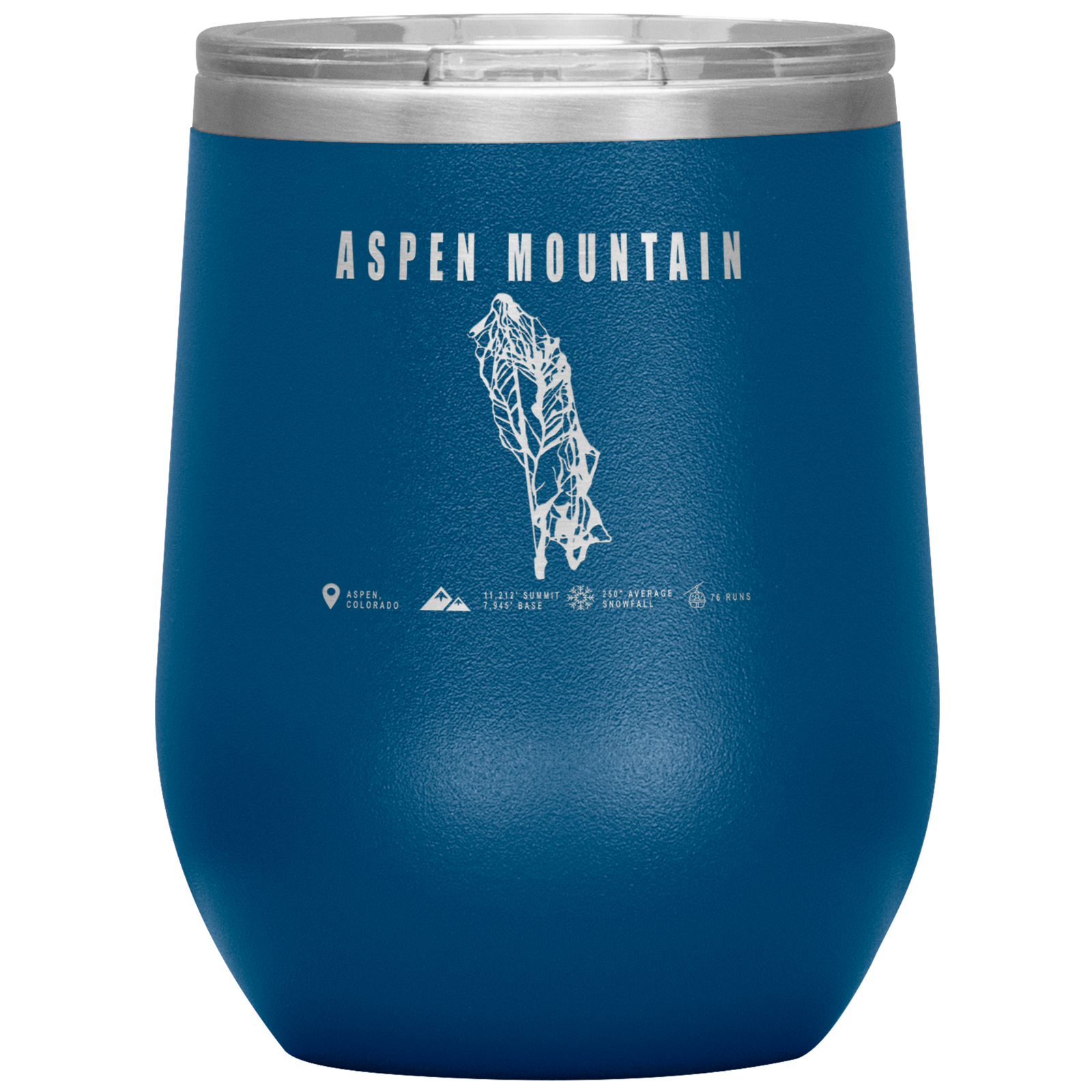 Aspen Mountain Colorado Ski Trail Map Wine 12oz Tumbler - Powderaddicts