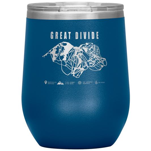 Great Divide Montana Ski Trail Map Wine 12oz Tumbler - Powderaddicts