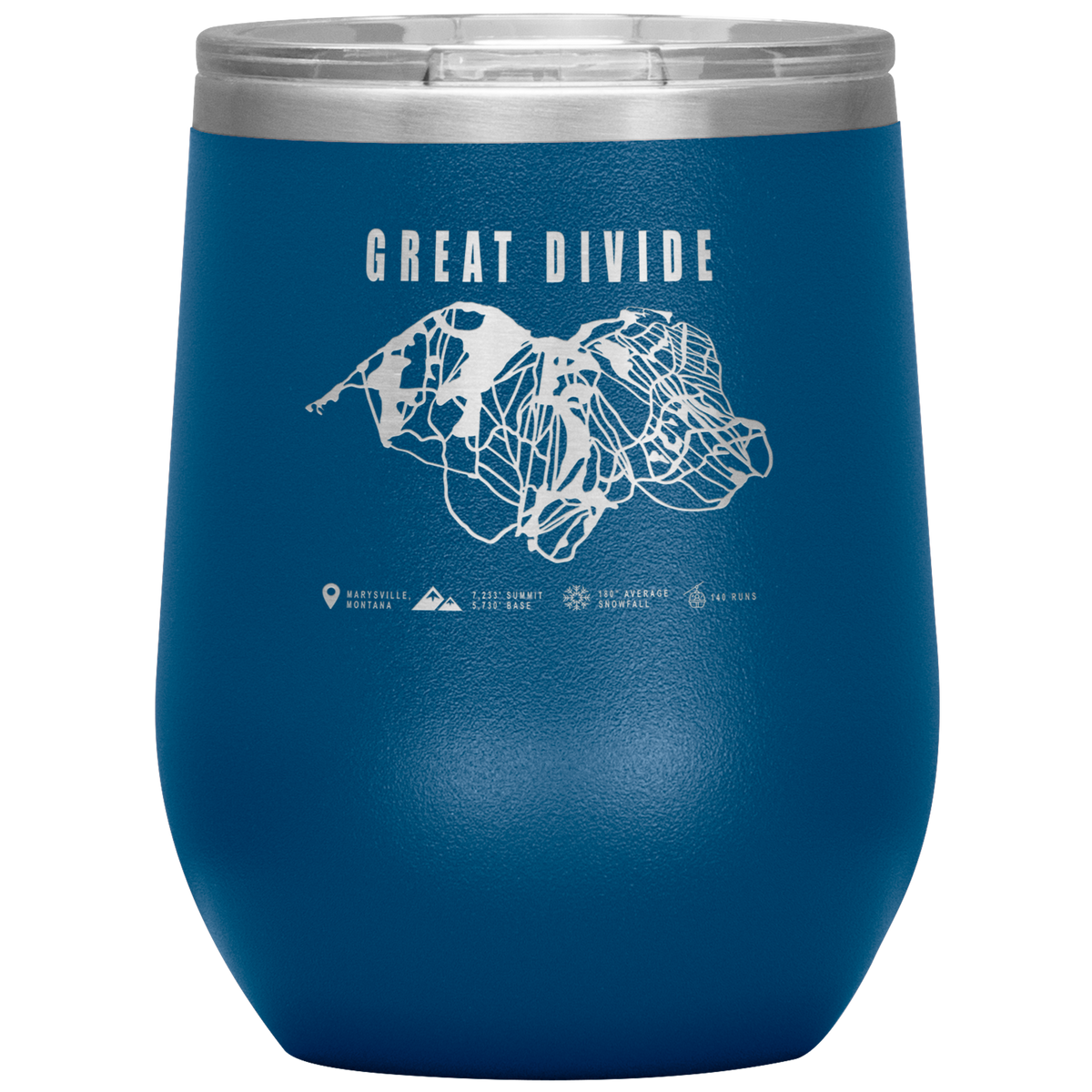 Great Divide Montana Ski Trail Map Wine 12oz Tumbler - Powderaddicts