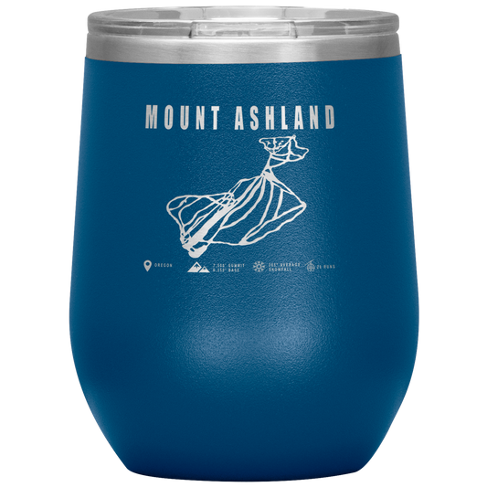 Mount Ashland, Oregon Ski Trail Map Wine 12oz Tumbler - Powderaddicts