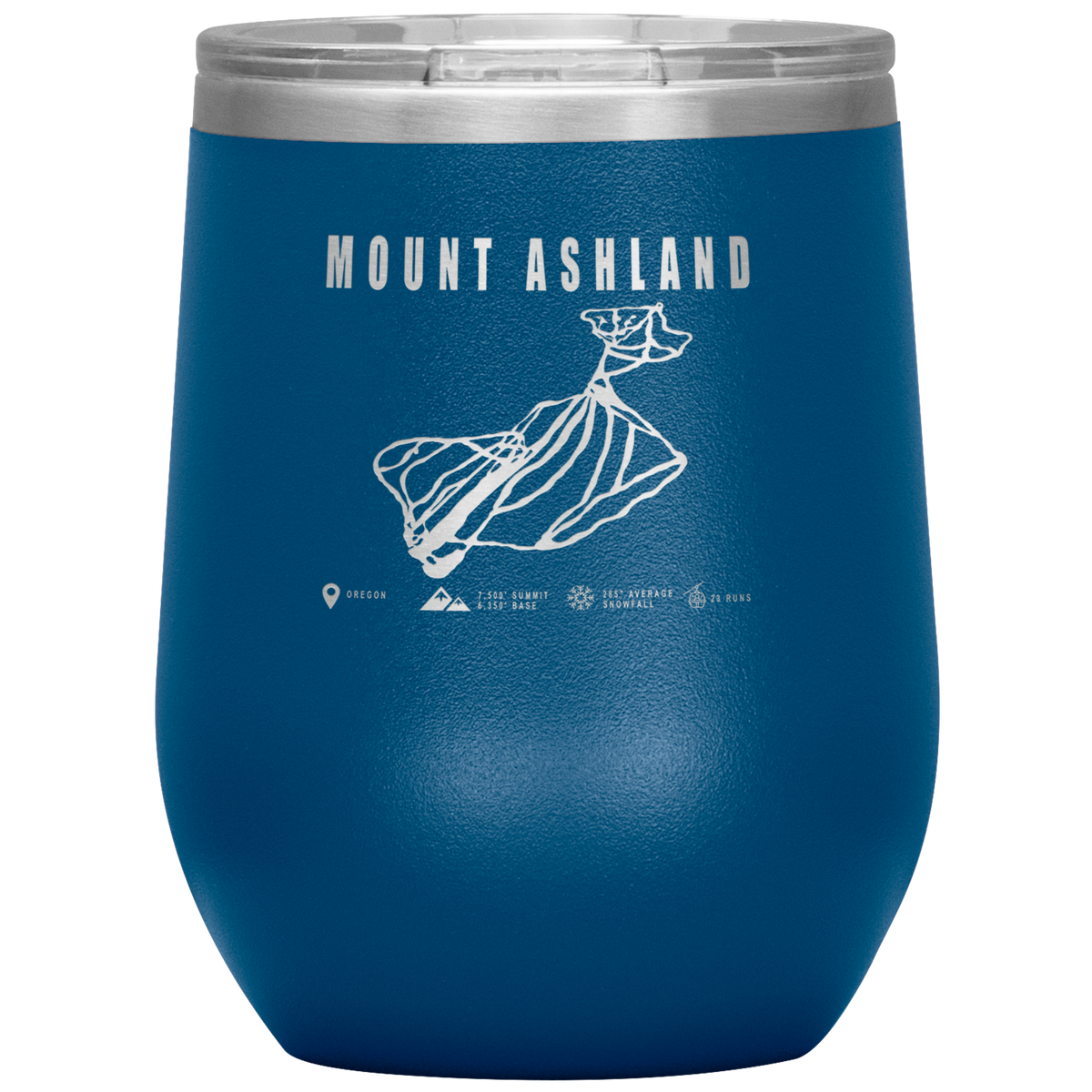 Mount Ashland, Oregon Ski Trail Map Wine 12oz Tumbler - Powderaddicts