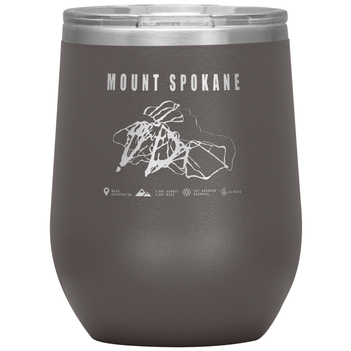 Mount Spokane, Washington Ski Trail Map Wine 12oz Tumbler - Powderaddicts