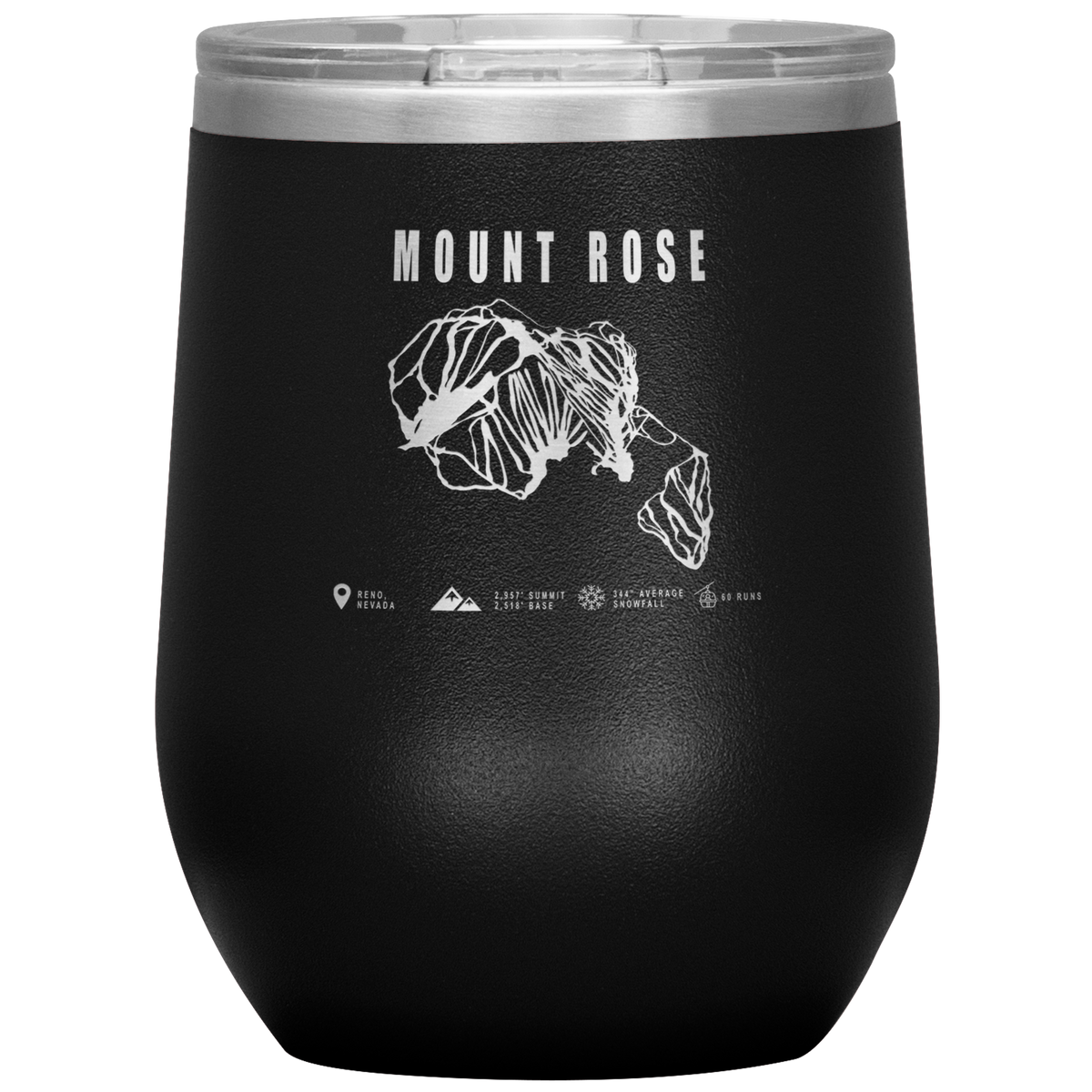 Mount Rose, Nevada Ski Trail Map Wine 12oz Tumbler - Powderaddicts