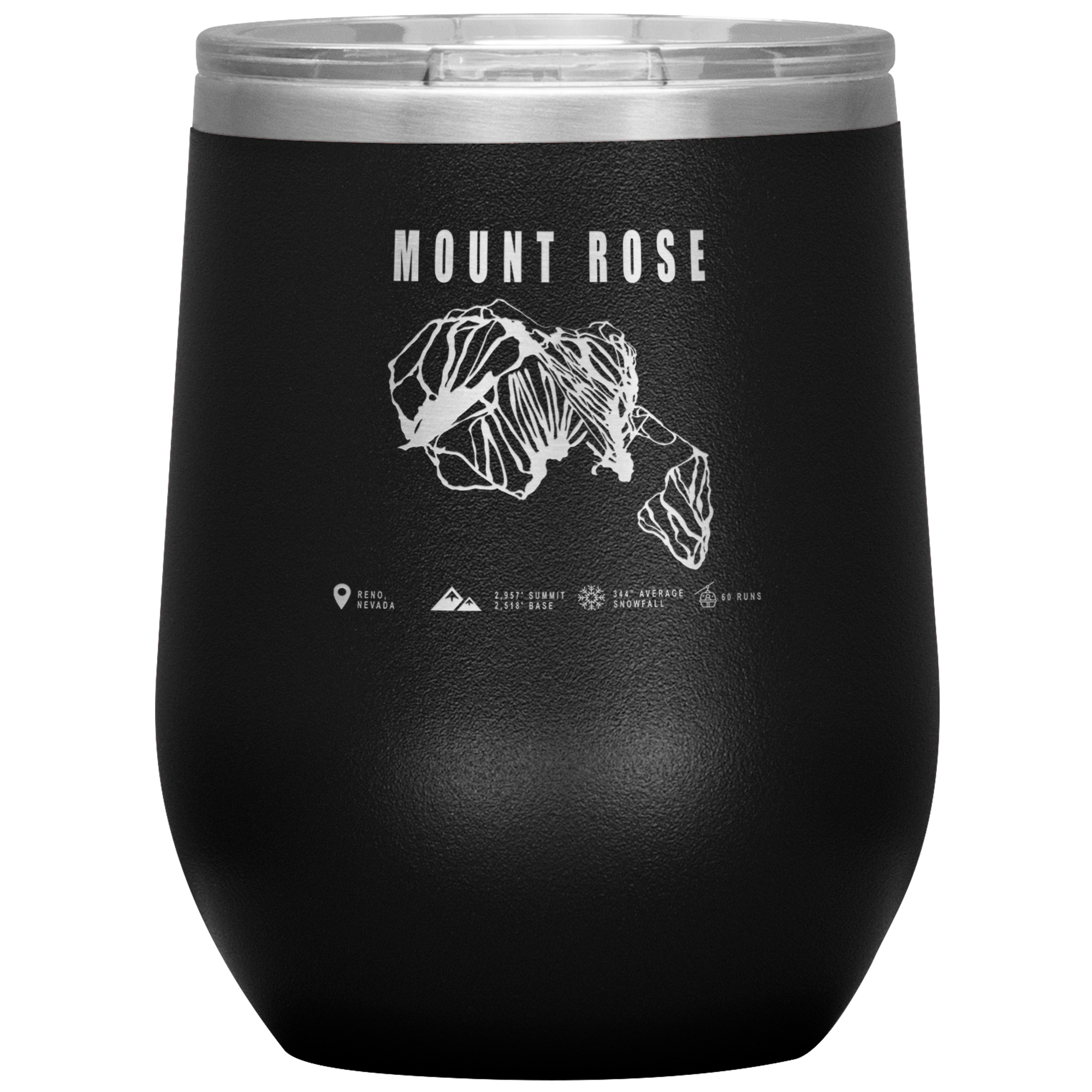 Mount Rose, Nevada Ski Trail Map Wine 12oz Tumbler - Powderaddicts