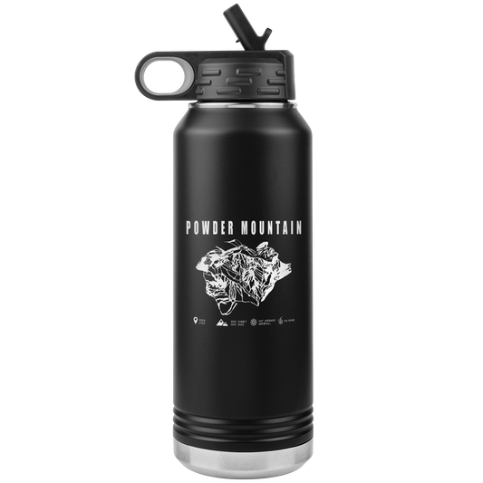 Powder Mountain,Utah Ski Trail Map 32oz Water Bottle Tumbler - Powderaddicts