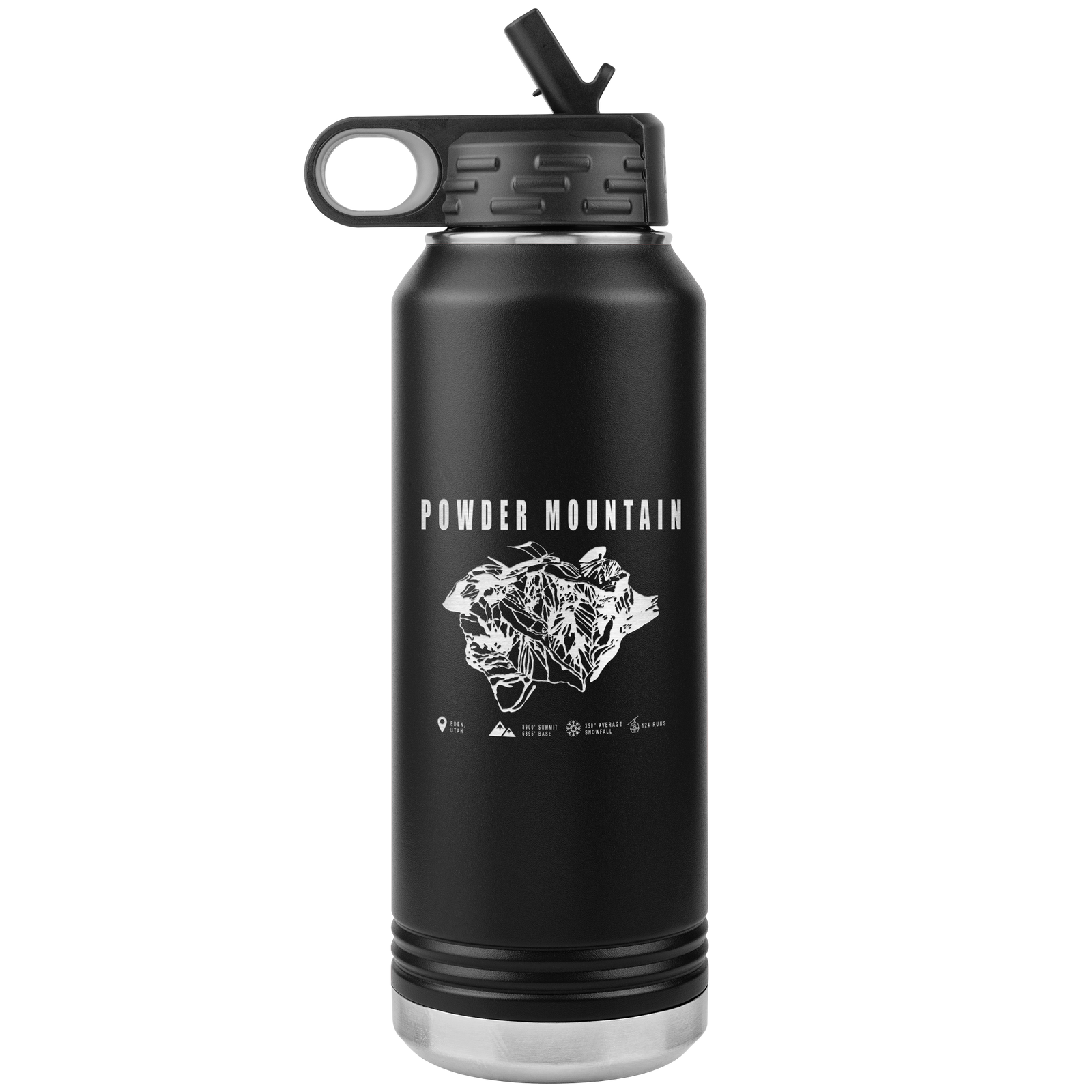 Powder Mountain,Utah Ski Trail Map 32oz Water Bottle Tumbler - Powderaddicts
