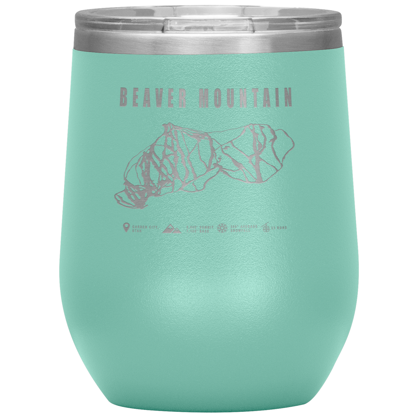 Beaver Mountain,Utah Ski Trail Map Wine 12oz Tumbler - Powderaddicts