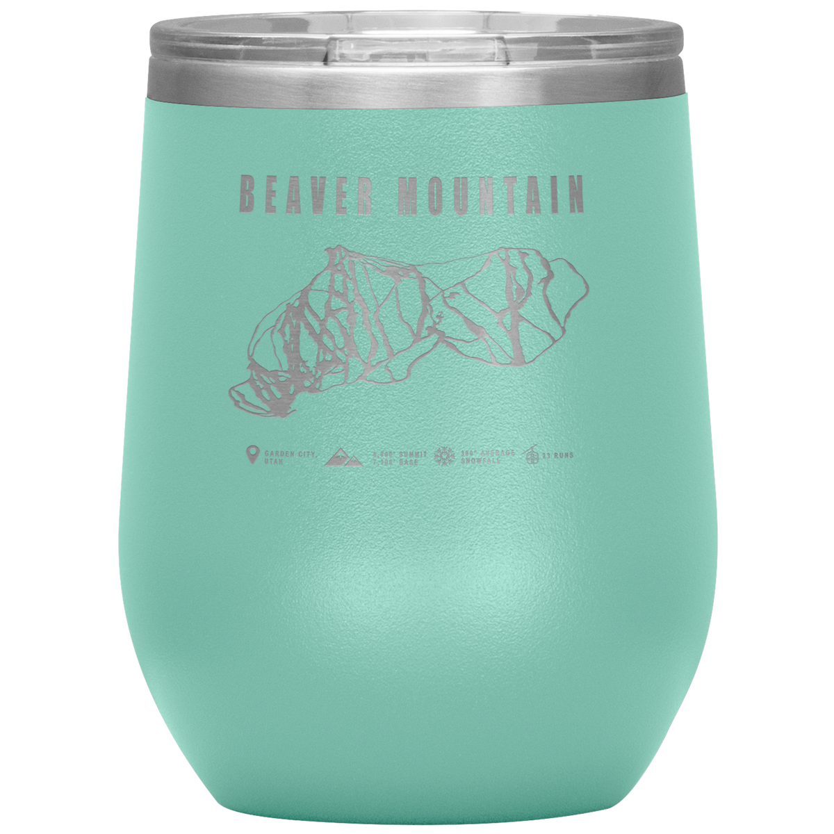 Beaver Mountain,Utah Ski Trail Map Wine 12oz Tumbler - Powderaddicts