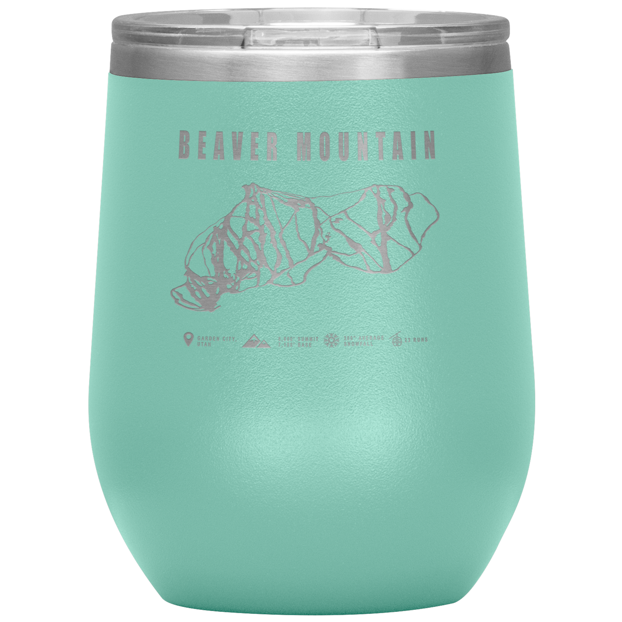Beaver Mountain,Utah Ski Trail Map Wine 12oz Tumbler - Powderaddicts