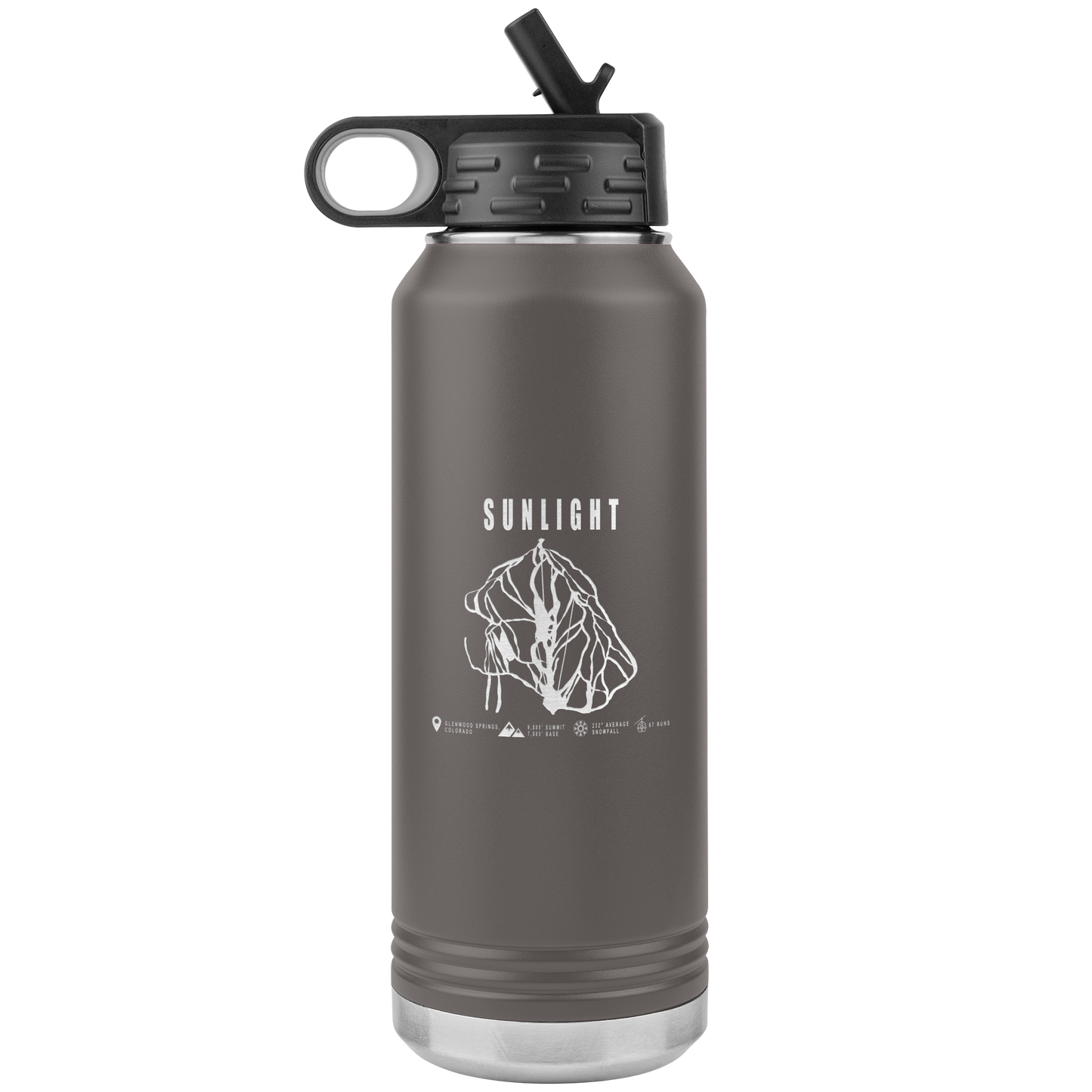 Sunlight Colorado Ski Trail Map 32oz Water Bottle Tumbler - Powderaddicts
