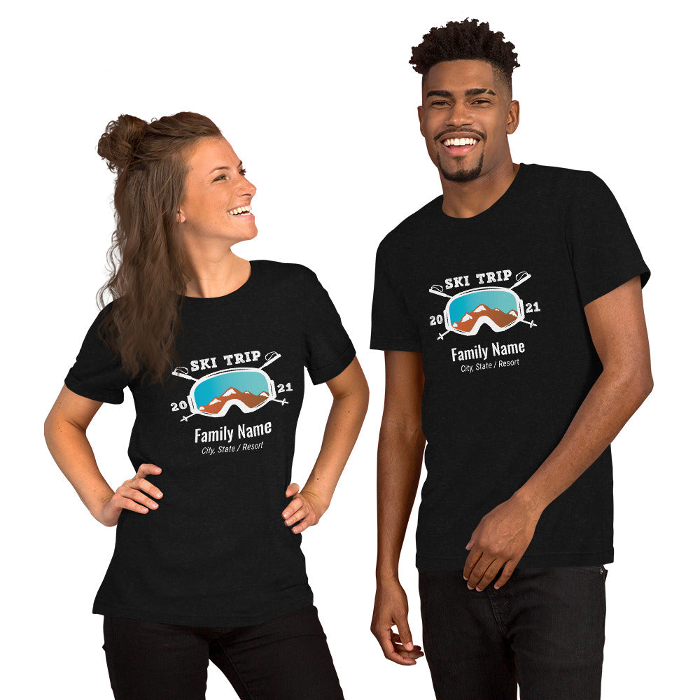 Family Ski Trip 2021 Short-Sleeve Unisex T-Shirt - Powderaddicts