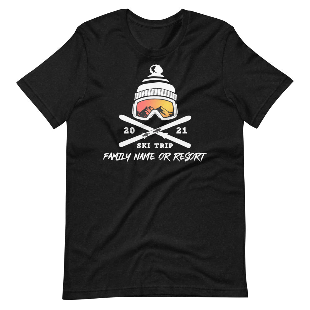 PERSONALIZED FAMILY SKI TRIP Short-Sleeve Unisex T-Shirt - 2021 - Powderaddicts