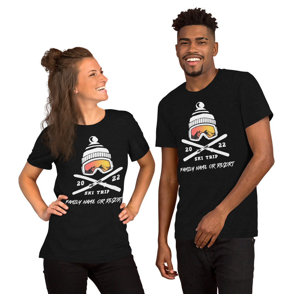 PERSONALIZED FAMILY SKI TRIP Short-Sleeve Unisex T-Shirt - 2022 - Powderaddicts