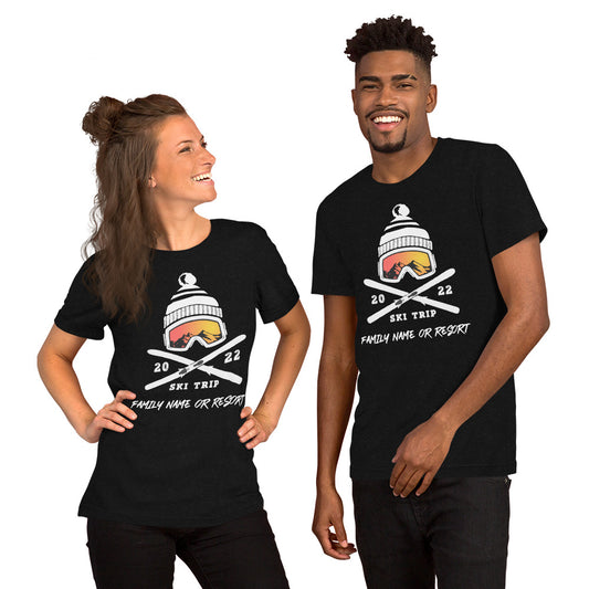 PERSONALIZED FAMILY SKI TRIP Short-Sleeve Unisex T-Shirt - 2022 - Powderaddicts
