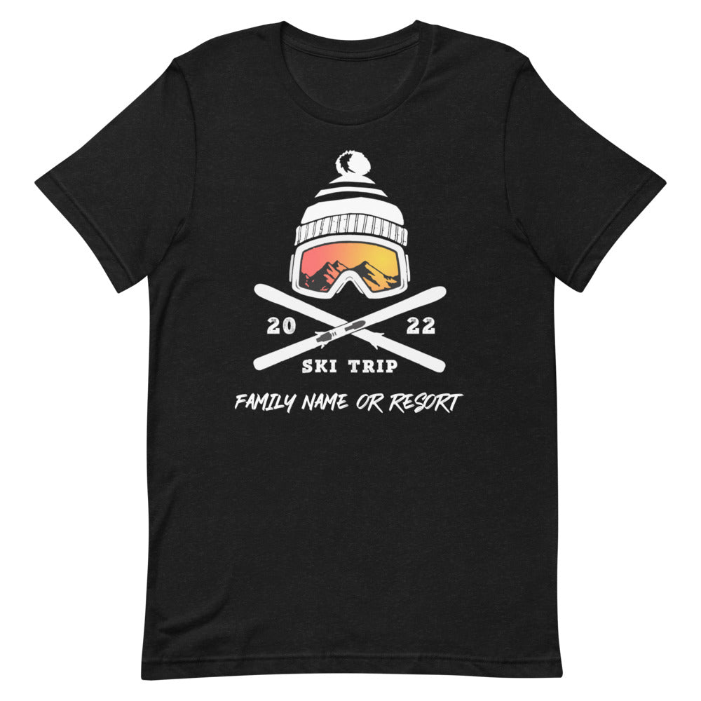 PERSONALIZED FAMILY SKI TRIP Short-Sleeve Unisex T-Shirt - 2022 - Powderaddicts
