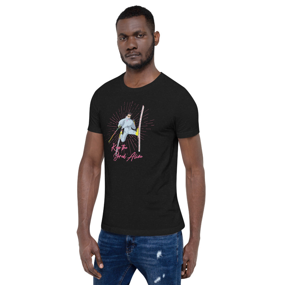 Keep The Shred Alive, Skiing Short-Sleeve Unisex T-Shirt - Powderaddicts