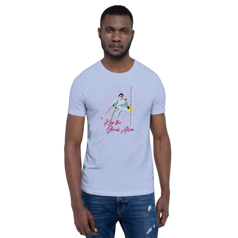 Keep The Shred Alive, Skiing Short-Sleeve Unisex T-Shirt - Powderaddicts