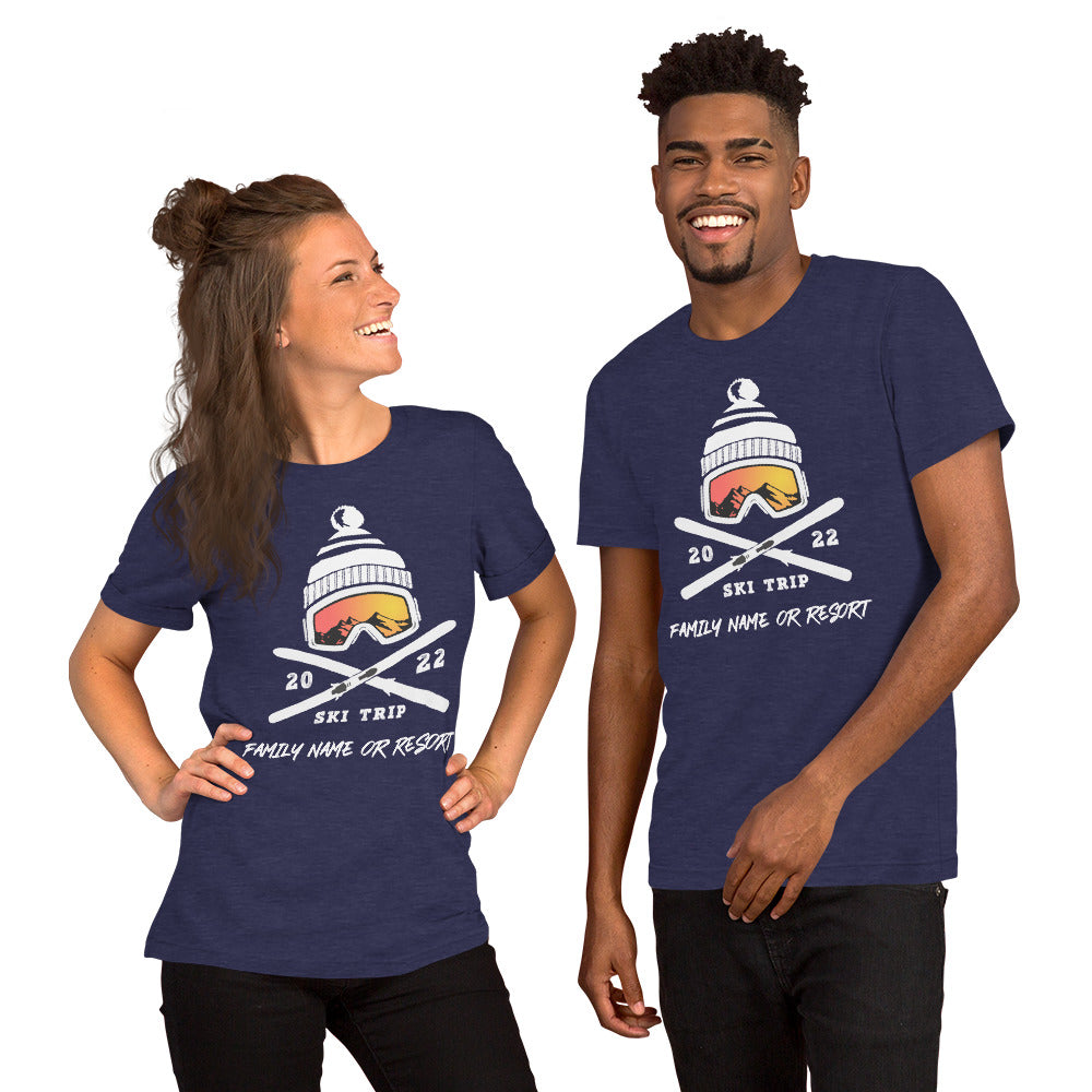 PERSONALIZED FAMILY SKI TRIP Short-Sleeve Unisex T-Shirt - 2022 - Powderaddicts