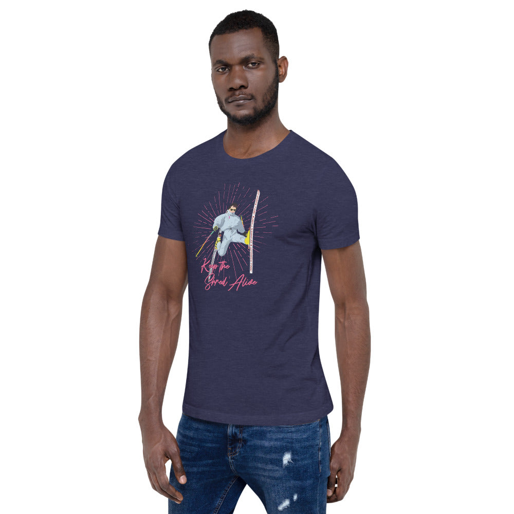 Keep The Shred Alive, Skiing Short-Sleeve Unisex T-Shirt - Powderaddicts