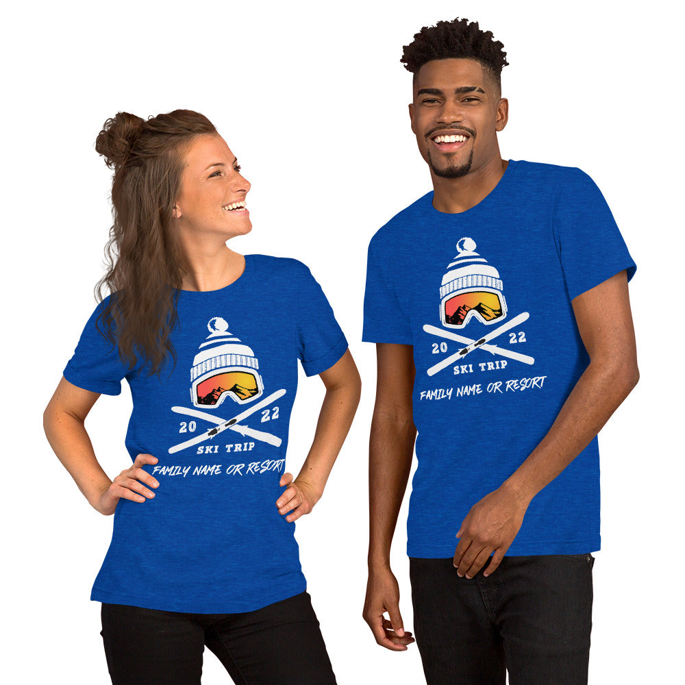 PERSONALIZED FAMILY SKI TRIP Short-Sleeve Unisex T-Shirt - 2022 - Powderaddicts