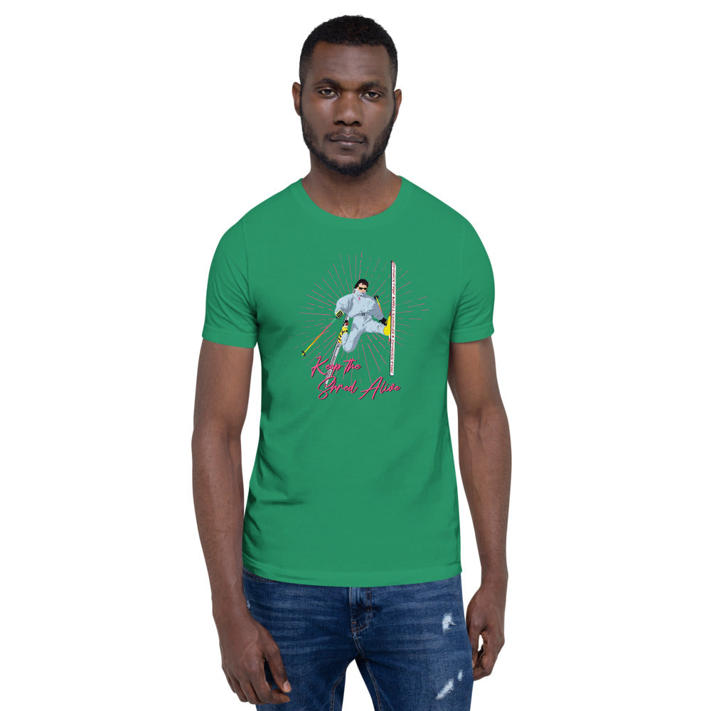 Keep The Shred Alive, Skiing Short-Sleeve Unisex T-Shirt - Powderaddicts
