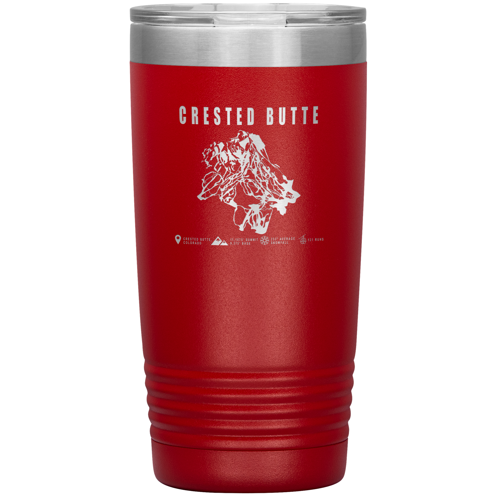 Crested Butte Colorado Ski Trail Map 20oz Tumbler - Powderaddicts