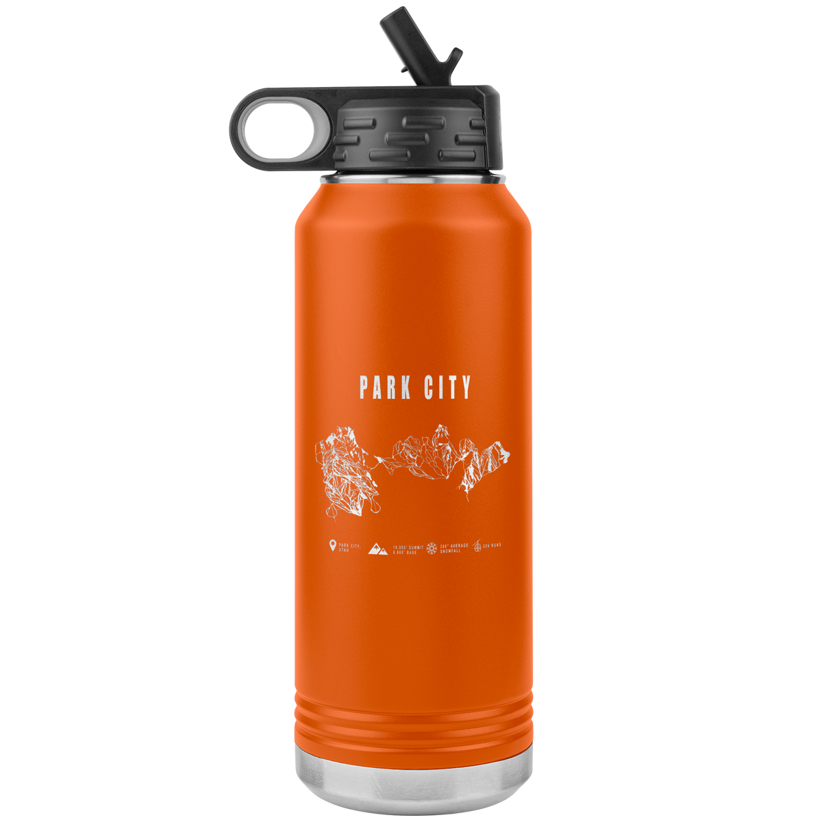 Park city,Utah Ski Trail Map 32oz Water Bottle Tumbler - Powderaddicts