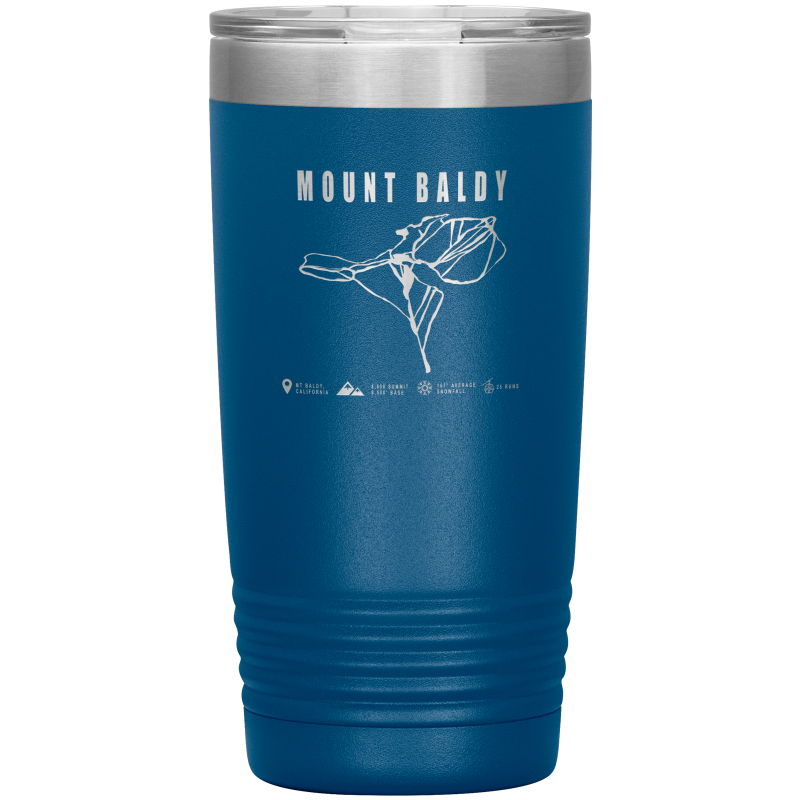 Mount Baldy, California Ski Trail Map 20oz Tumbler - Powderaddicts