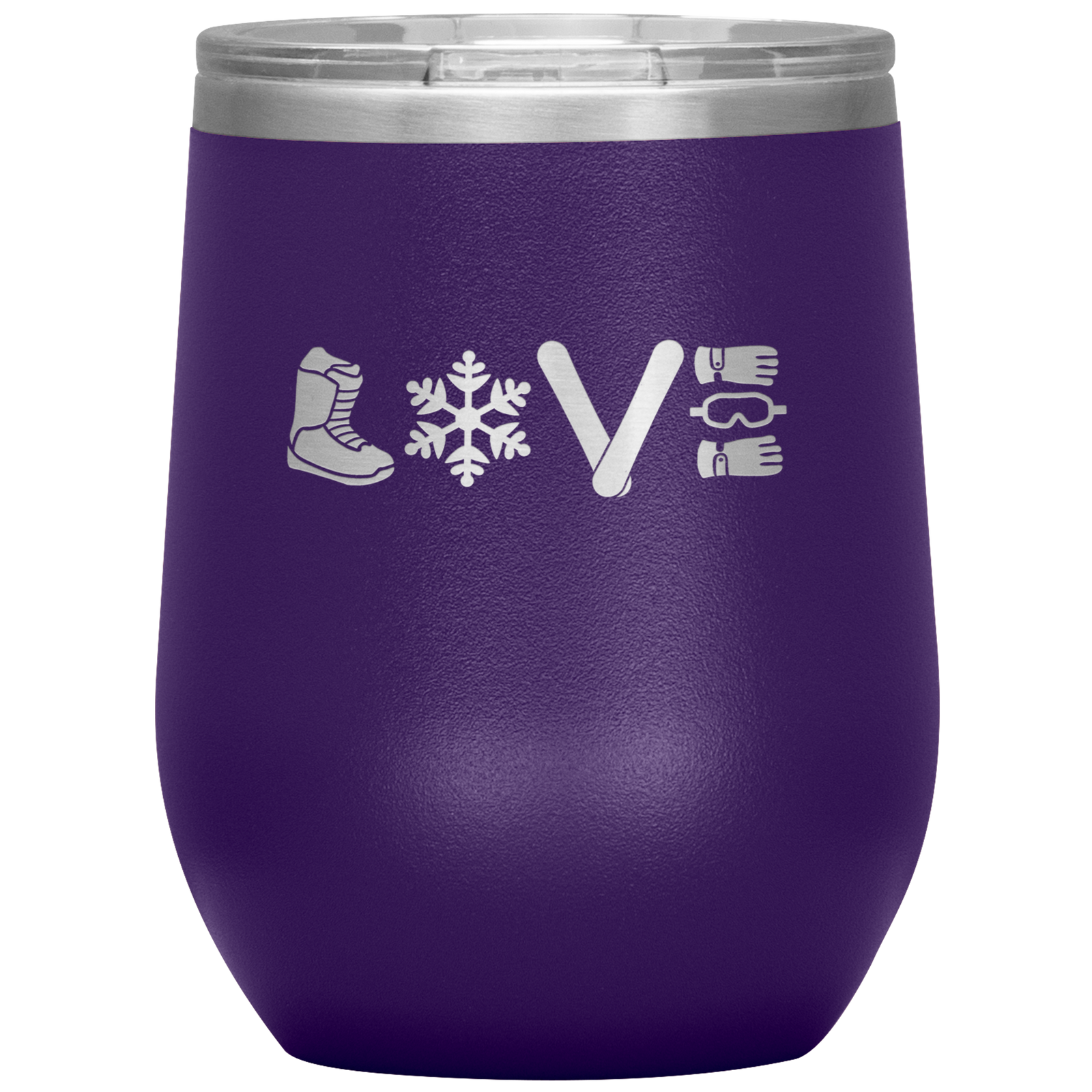 Love Snowboard Symbols Wine 12oz Tumbler - Powderaddicts
