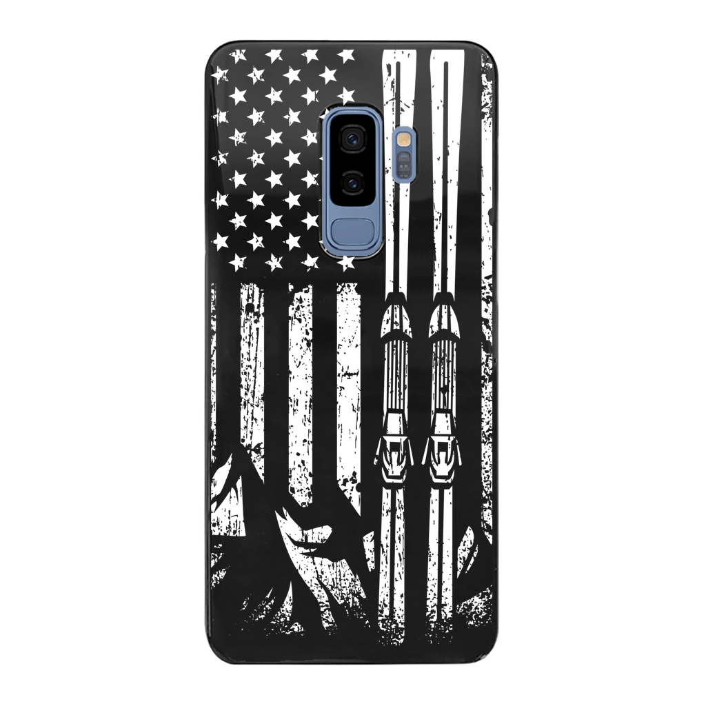 USA Ski Flag Back Printed Black Hard Phone Case - Powderaddicts
