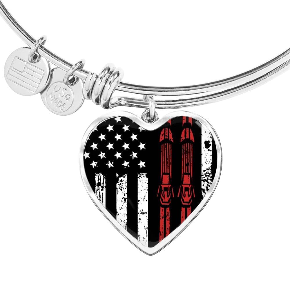 USA Ski Flag Heart Pendant and Bangle - Powderaddicts