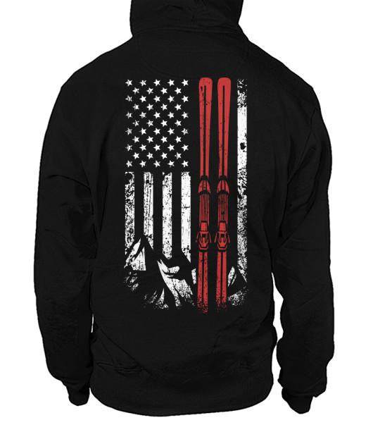 USA Ski Flag Zip Hoodies - Powderaddicts