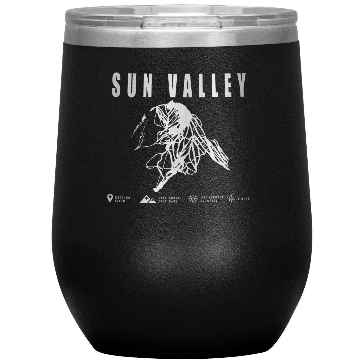 Sun Valley Idaho Ski Trail Map Wine 12oz Tumbler