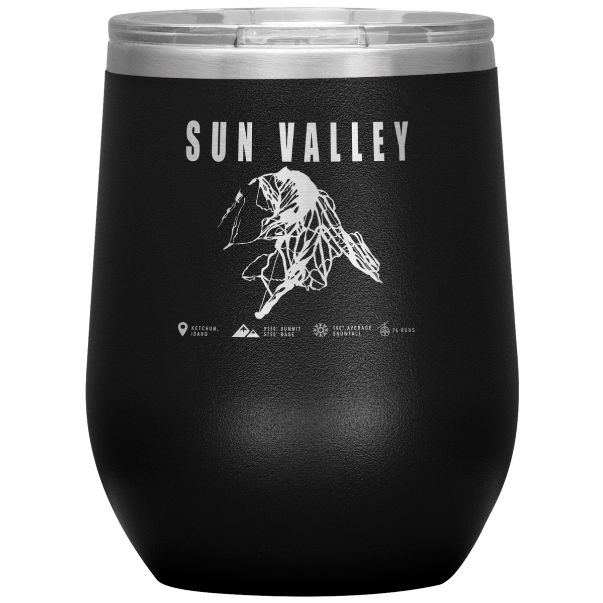 Sun Valley Idaho Ski Trail Map Wine 12oz Tumbler - Powderaddicts