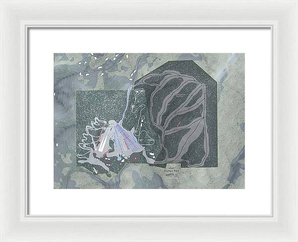 Utah Olympic Park Ski Trail Map - Framed Print - Powderaddicts