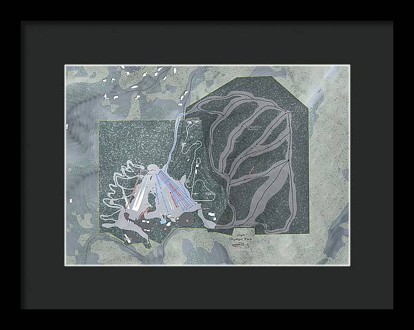 Utah Olympic Park Ski Trail Map - Framed Print - Powderaddicts