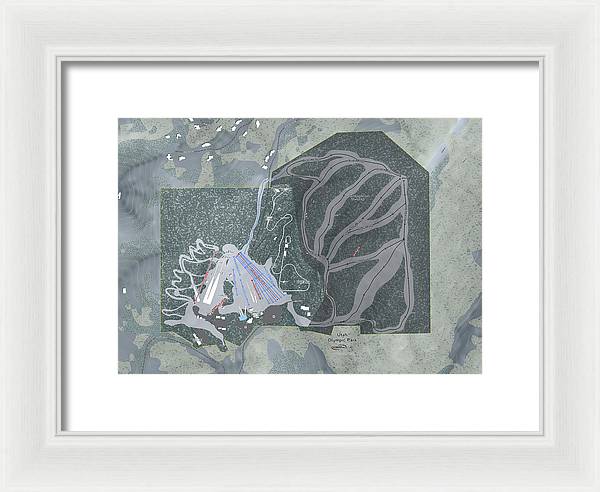 Utah Olympic Park Ski Trail Map - Framed Print - Powderaddicts